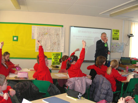 Presentation by Ray Woodcock about Stansted Airport at Hillmead Primary School, Bishop's Stortford